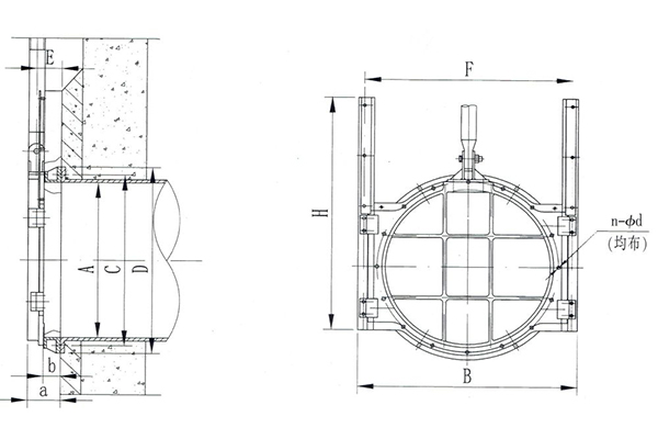 PZFY圓形平面鑄鐵閘門(mén)安裝結構圖